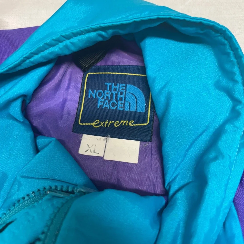 Vintage North Face Extreme Jacket Mens XL Colorblock Teal Purple Yellow 90s Wind